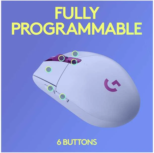 „Logitech G305“ belaidė žaidimų pelė, alyvinė