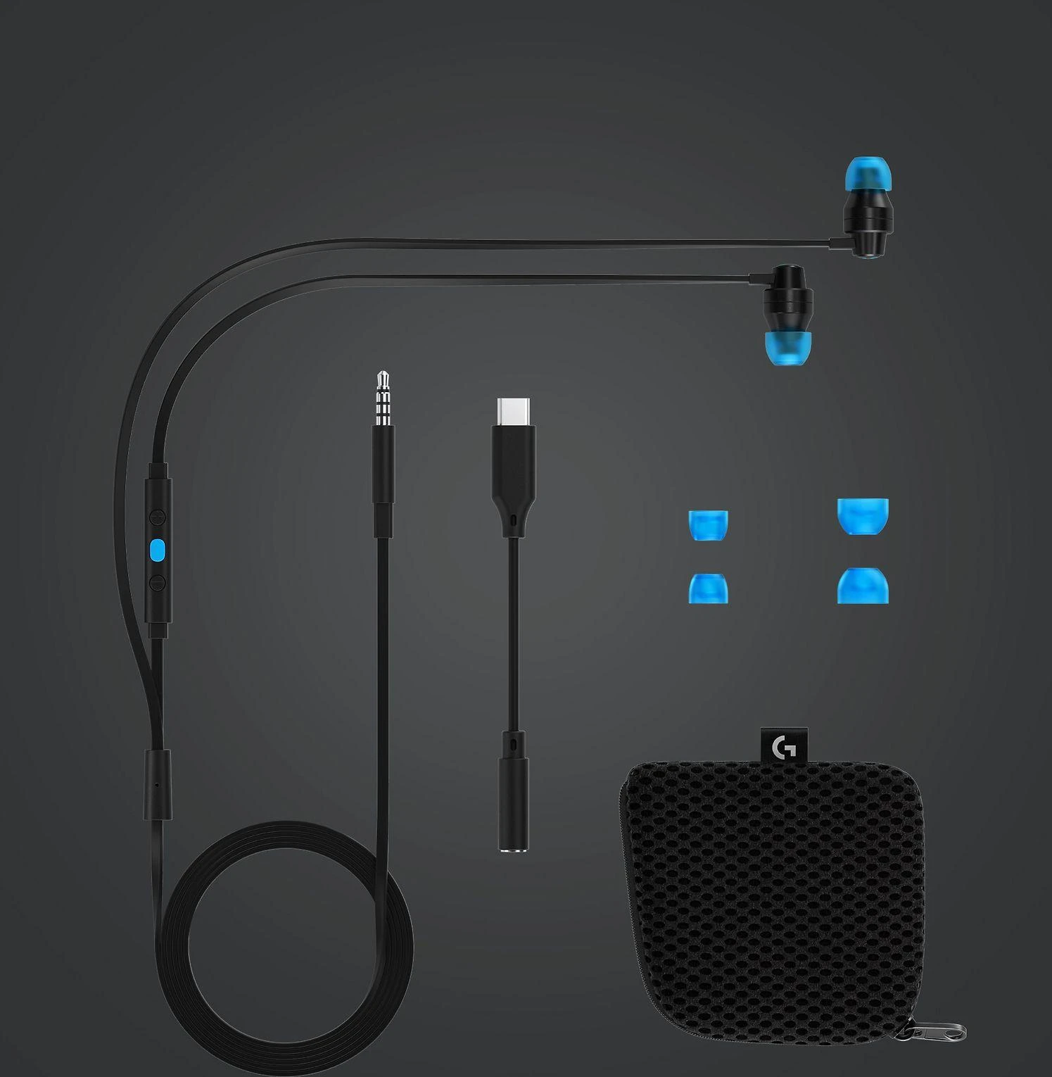 Į ausis įkišamos ausinės žaidimams Logitech G333, Mėlyna