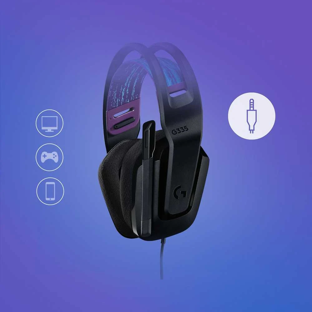 Laidinės žaidimų ausinės Logitech G335, juodos spalvos