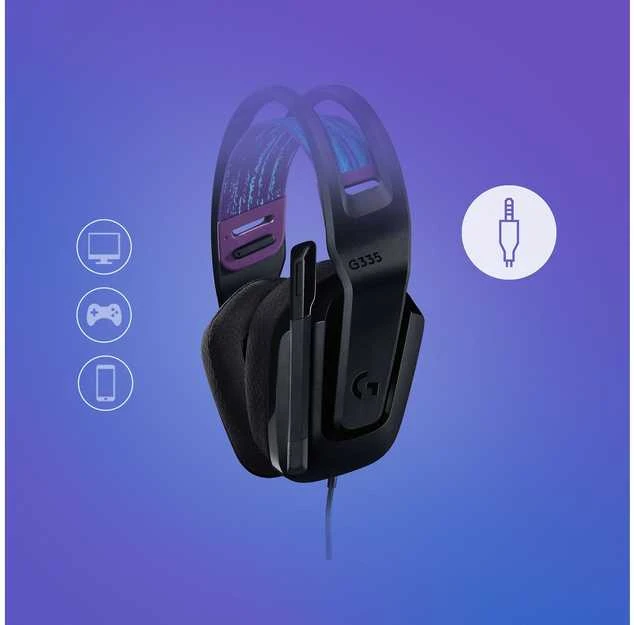 Laidinės žaidimų ausinės Logitech G335, juodos spalvos