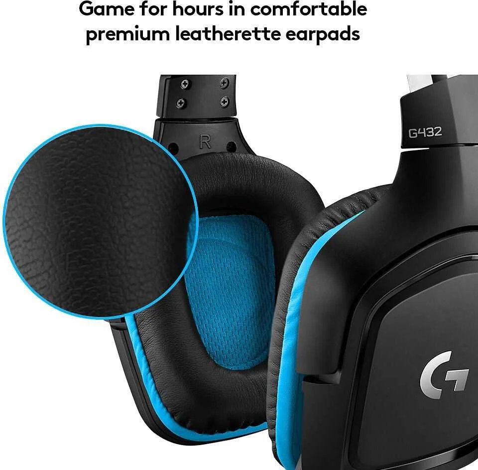 Logitech G432 7.1 Surround Sound ausinės su laidu žaidimams, Juodos