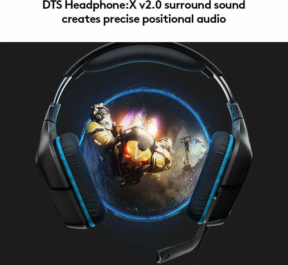 Logitech G432 7.1 Surround Sound ausinės su laidu žaidimams, Juodos