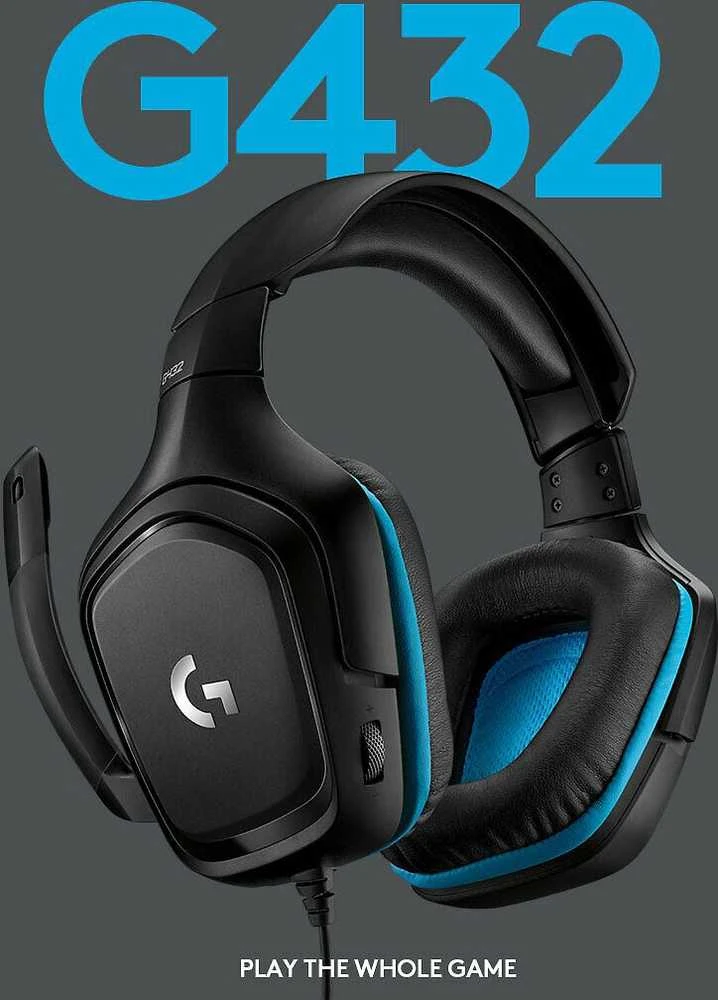 Logitech G432 7.1 Surround Sound ausinės su laidu žaidimams, Juodos