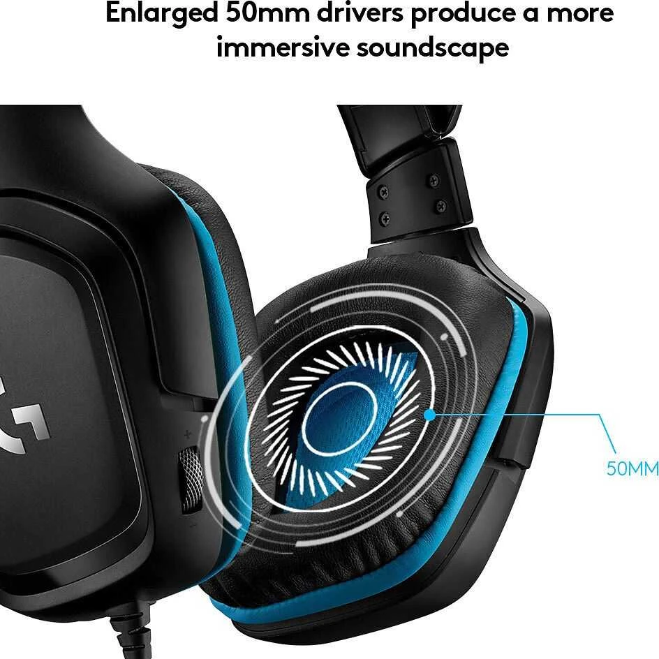 Logitech G432 7.1 Surround Sound ausinės su laidu žaidimams, Juodos
