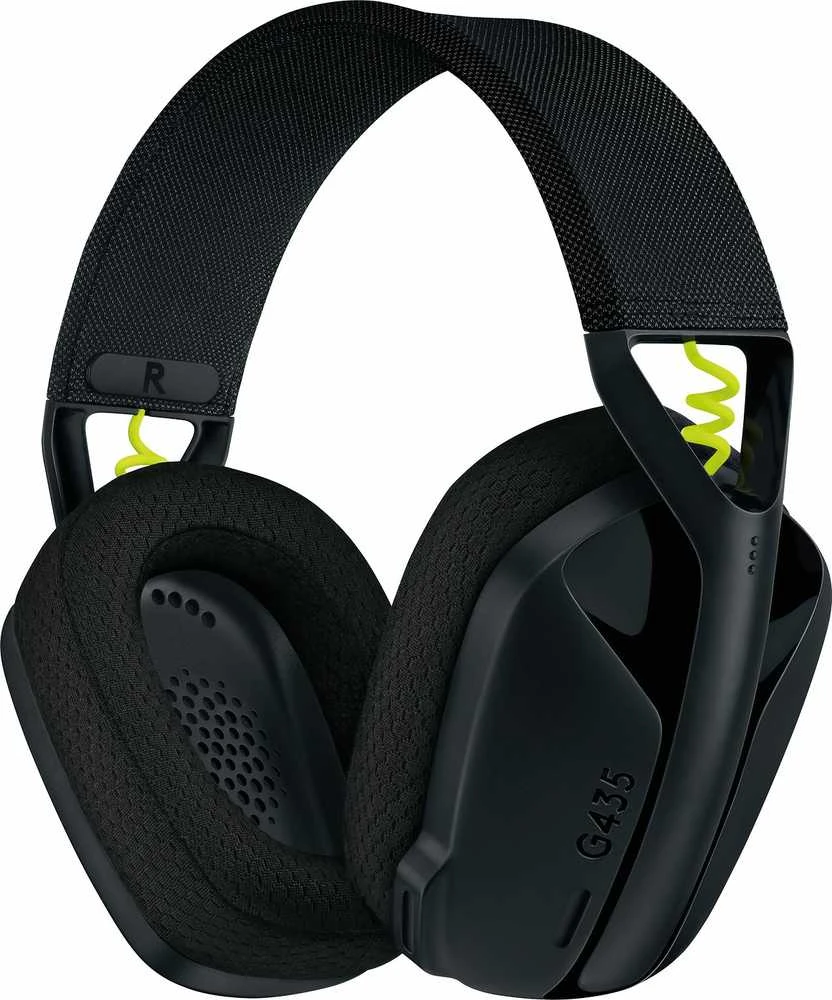 Žaidimų ausinės Logitech G435 Lightspeed, juodos/neoninės geltonos spalvos