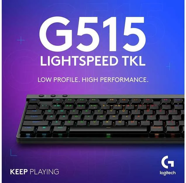 Belaidė klaviatūra Logitech G515 LIGHTSPEED TKL,  Juodos spalvos, Išdėstymas: Šiaurės šalių