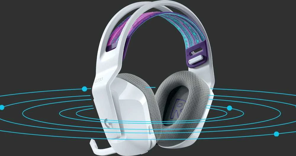 Belaidės ausinės Logitech G733, LIGHTSPEED, RGB, Baltos spalvos
