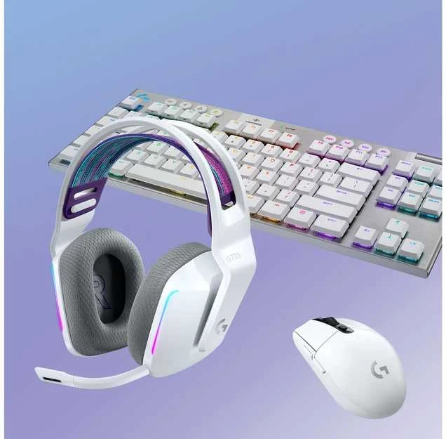 Belaidės ausinės Logitech G733, LIGHTSPEED, RGB, Baltos spalvos