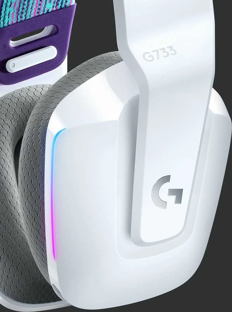 Belaidės ausinės Logitech G733, LIGHTSPEED, RGB, Baltos spalvos