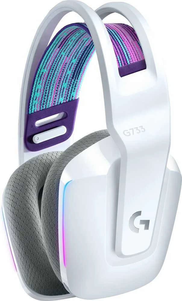 Belaidės ausinės Logitech G733, LIGHTSPEED, RGB, Baltos spalvos