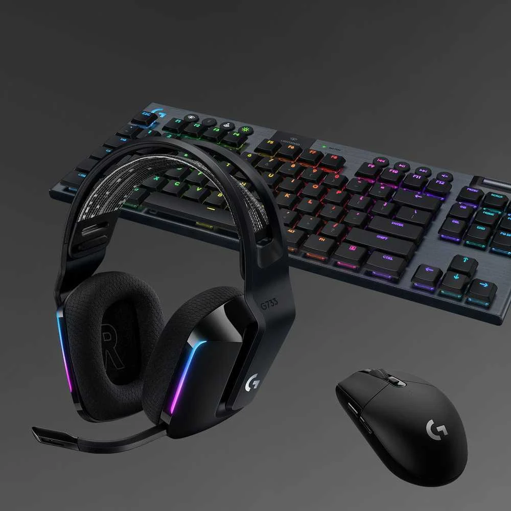 Belaidės ausinės Logitech G733 Lightspeed, Juodos spalvos