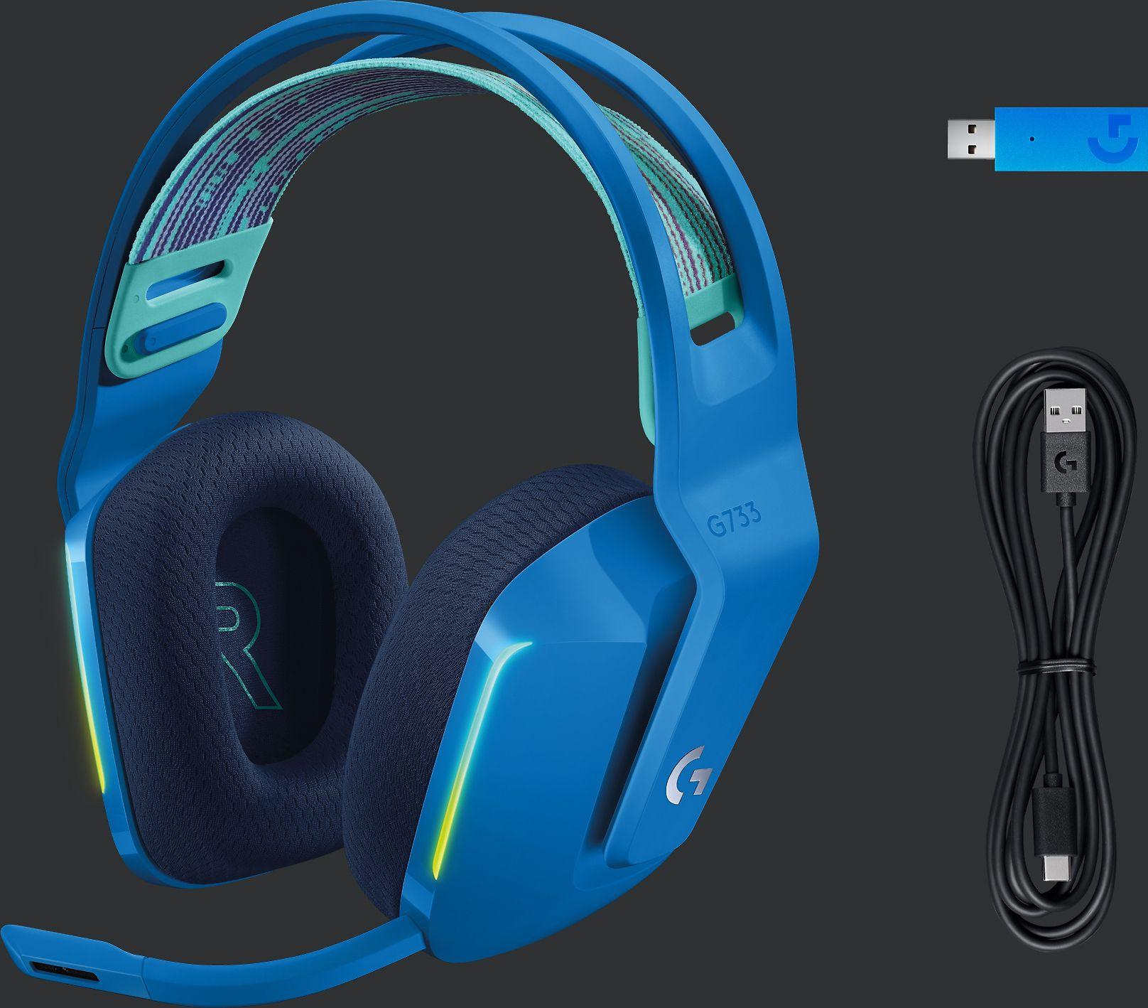 Belaidės ausinės Logitech G733, LIGHTSPEED, RGB, Mėlynos spalvos