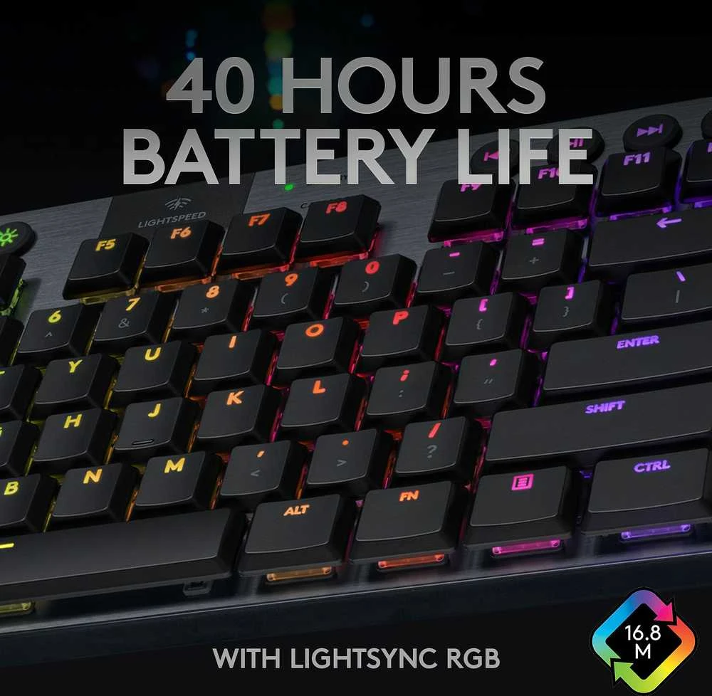 Belaidė Mechaninė žaidimų klaviatūra Logitech G915 TKL, RGB, Lightspeed, Stilius: Tactile, Išdėstymas: Šiaurės šalių
