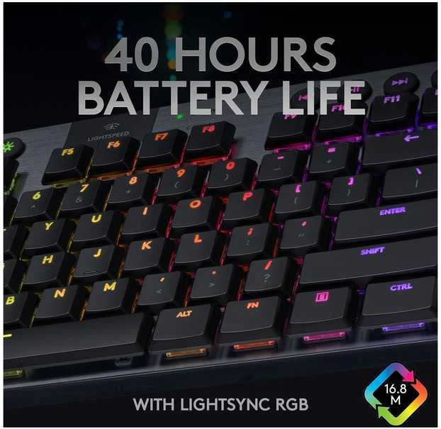 Belaidė Mechaninė žaidimų klaviatūra Logitech G915 TKL, RGB, Lightspeed, Stilius: Tactile, Išdėstymas: Šiaurės šalių