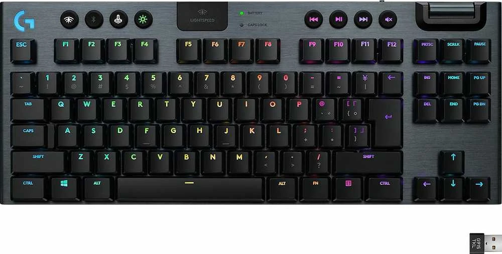 Belaidė Mechaninė žaidimų klaviatūra Logitech G915 TKL, RGB, Lightspeed, Stilius: Tactile, Išdėstymas: Šiaurės šalių