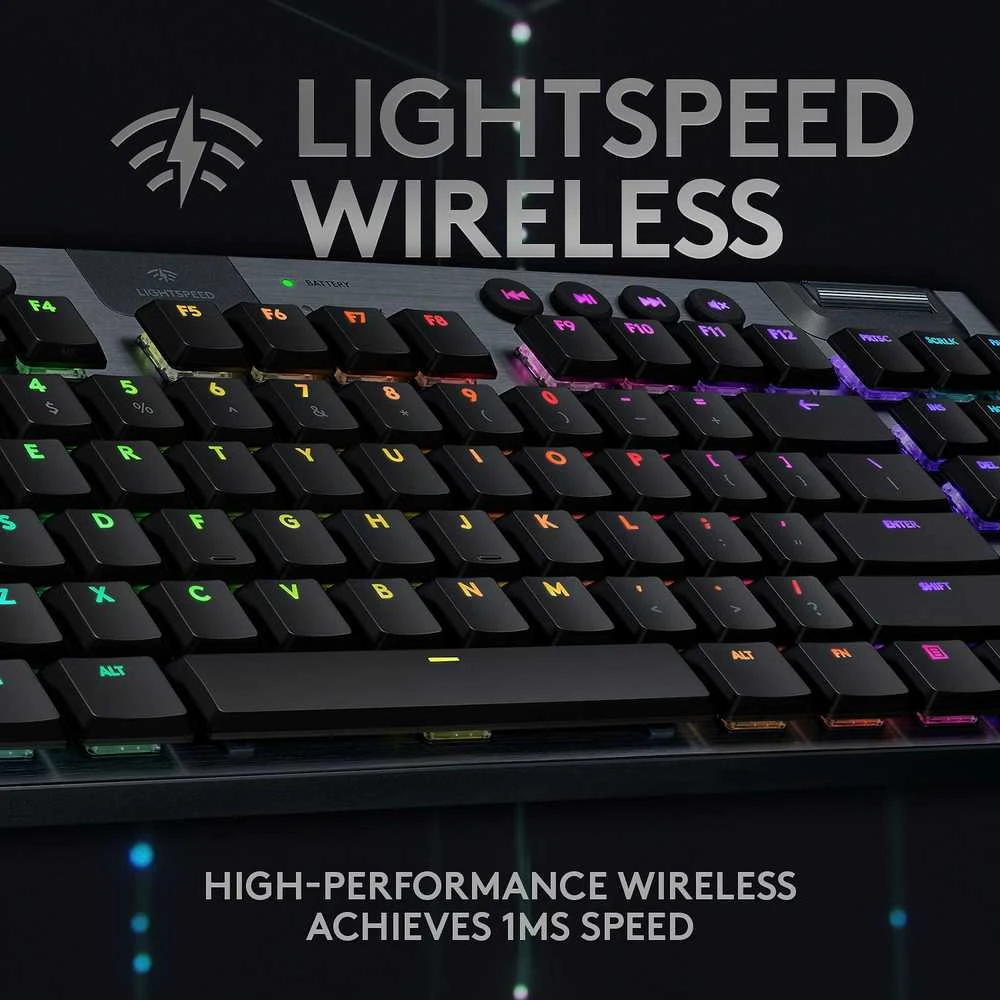 Belaidė Mechaninė žaidimų klaviatūra Logitech G915 TKL, RGB, Lightspeed, Stilius: Tactile, Išdėstymas: Šiaurės šalių