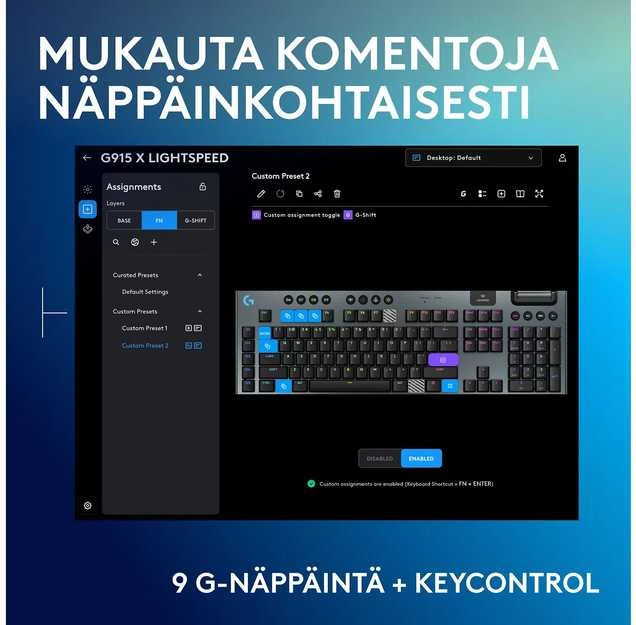 Klaviatūra Logitech G915 X LIGHTSPEED - belaidė G KB- Juodas-PAN-EMEA28I-935