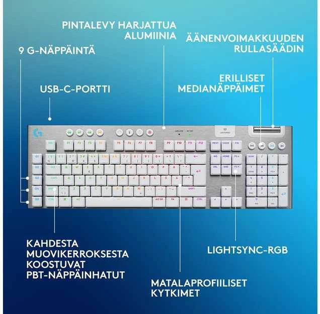 „Logitech“ – „G915 X LIGHTSPEED“ žemo profilio belaidė žaidimų klaviatūra
