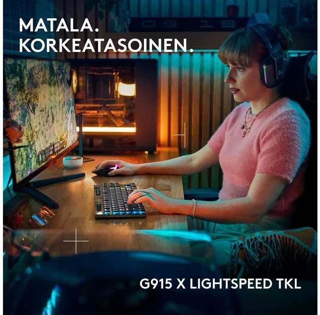 Logitech – G915 X LIGHTSPEED TKL žemo profilio belaidė žaidimų klaviatūra