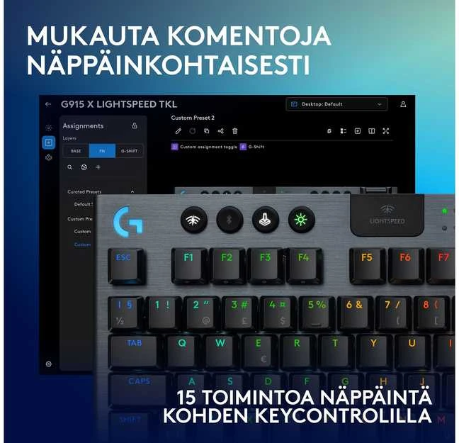 Klaviatūra Logitech G915 X LIGHTSPEED TKL - belaidė G KB- Juodas-PAN-EMEA28I-935