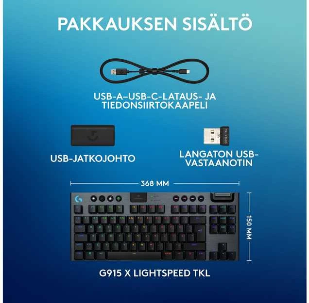 Klaviatūra Logitech G915 X LIGHTSPEED TKL - belaidė G KB- Juodas-PAN-EMEA28I-935