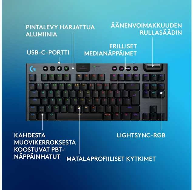Klaviatūra Logitech G915 X LIGHTSPEED TKL - belaidė G KB- Juodas-PAN-EMEA28I-935