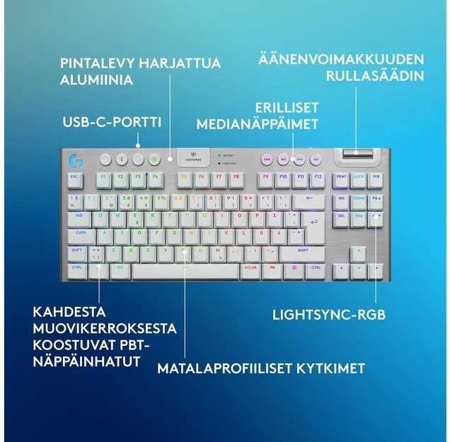 „Logitech“ – „G915 X LIGHTSPEED TKL“ žemo profilio belaidė žaidimų klaviatūra