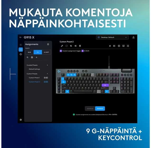 Klaviatūra Logitech G915 X su laidu G KB/Juodas - PAN - EMEA28I-935