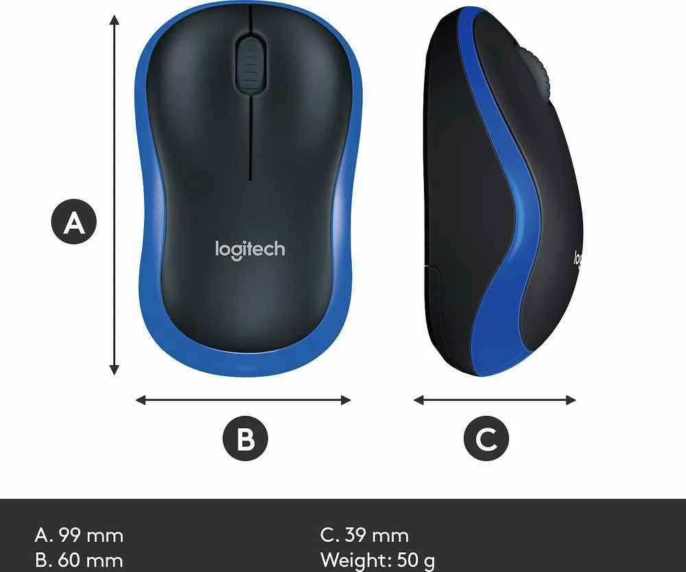 Bevielė pelė Logitech M185, Mėlyna