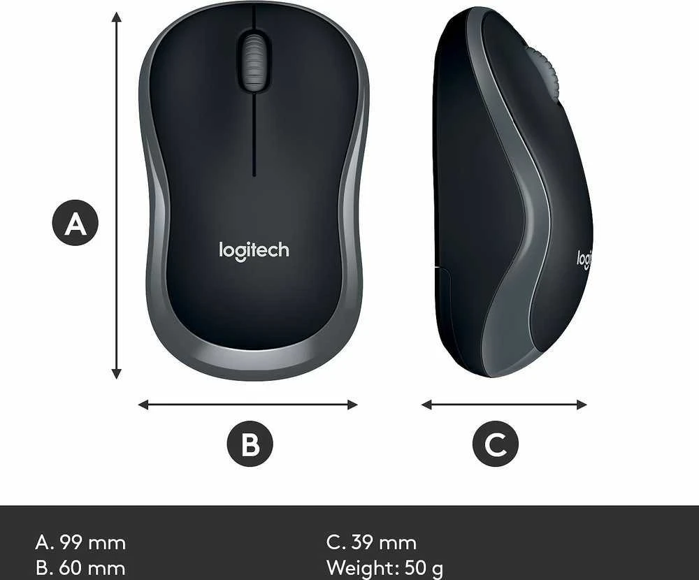Bevielė pelė Logitech M185 pilka