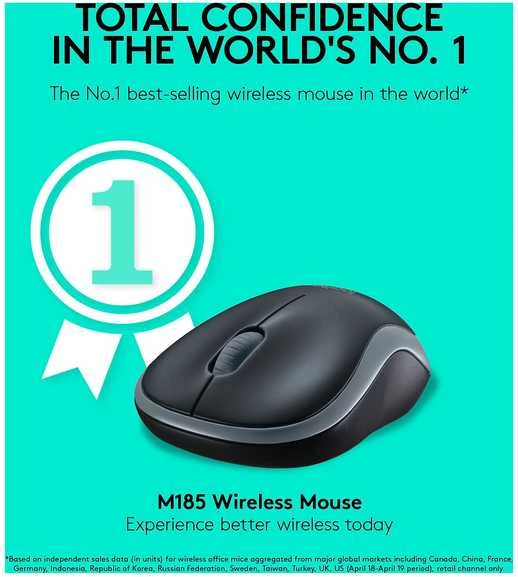 Bevielė pelė Logitech M185 pilka