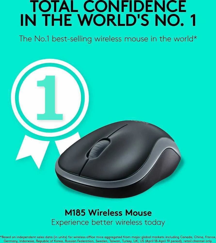 Bevielė pelė Logitech M185 pilka