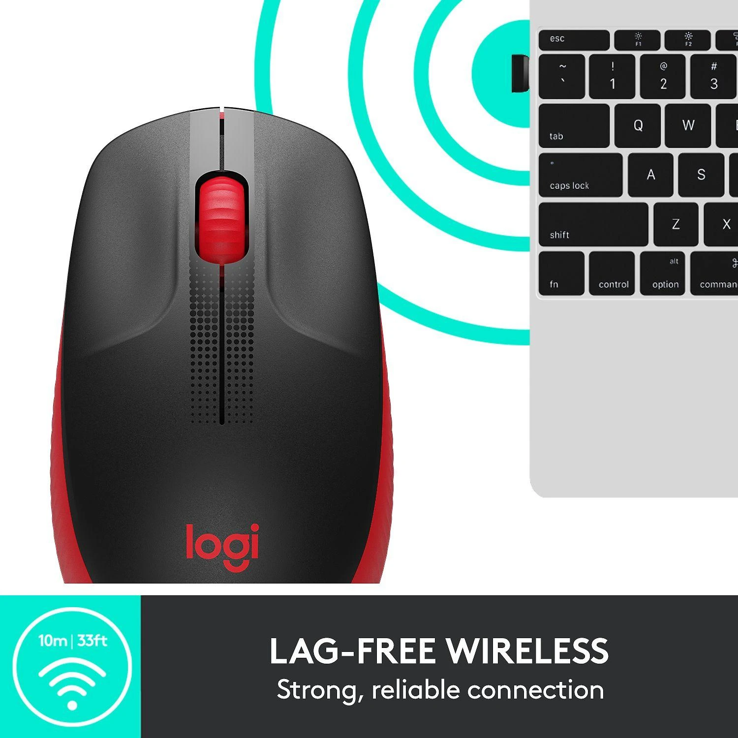 Belaidė pelė Logitech M190, raudonos spalvos