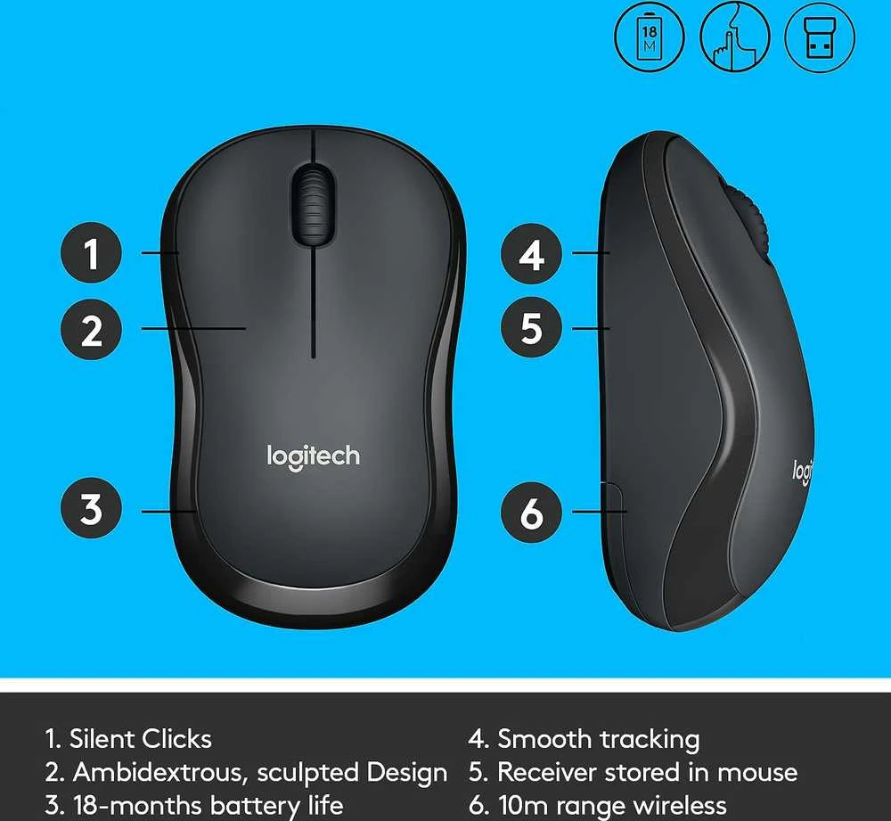 Belaidė pelė LOGITECH M220 Silent Juodai pilka