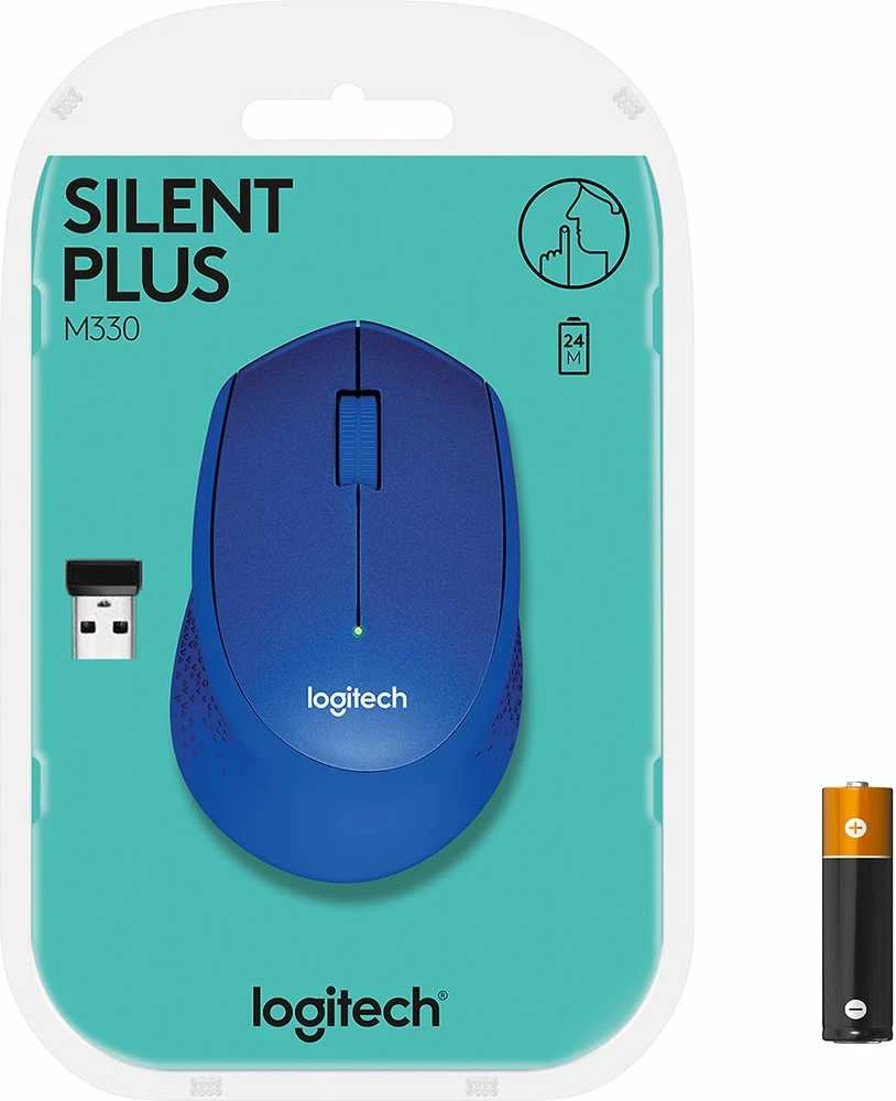 Belaidė pelė Logitech M330 Silent Plus, Mėlyna