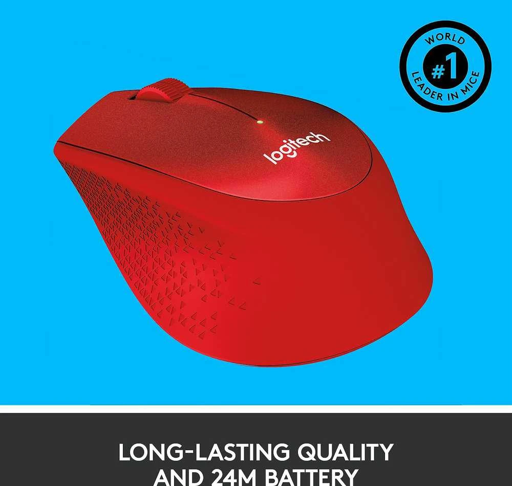 Belaidė pelė Logitech M330 Silent Plus, raudona