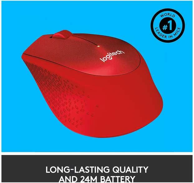 Belaidė pelė Logitech M330 Silent Plus, raudona