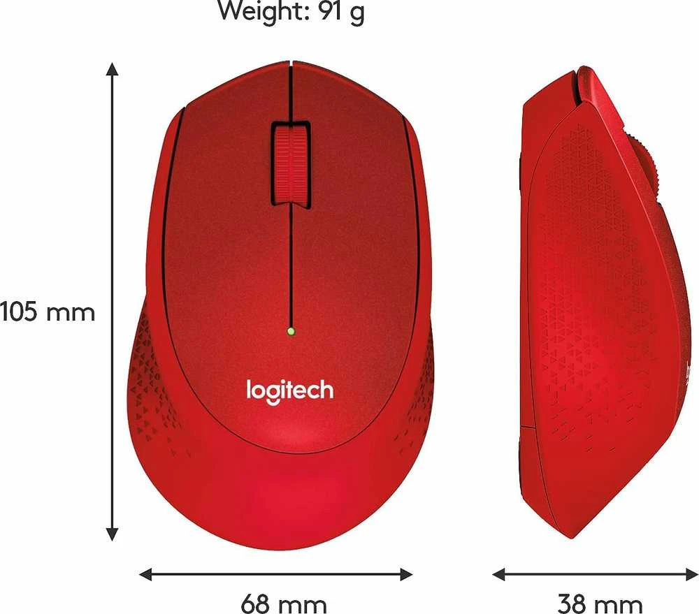 Belaidė pelė Logitech M330 Silent Plus, raudona