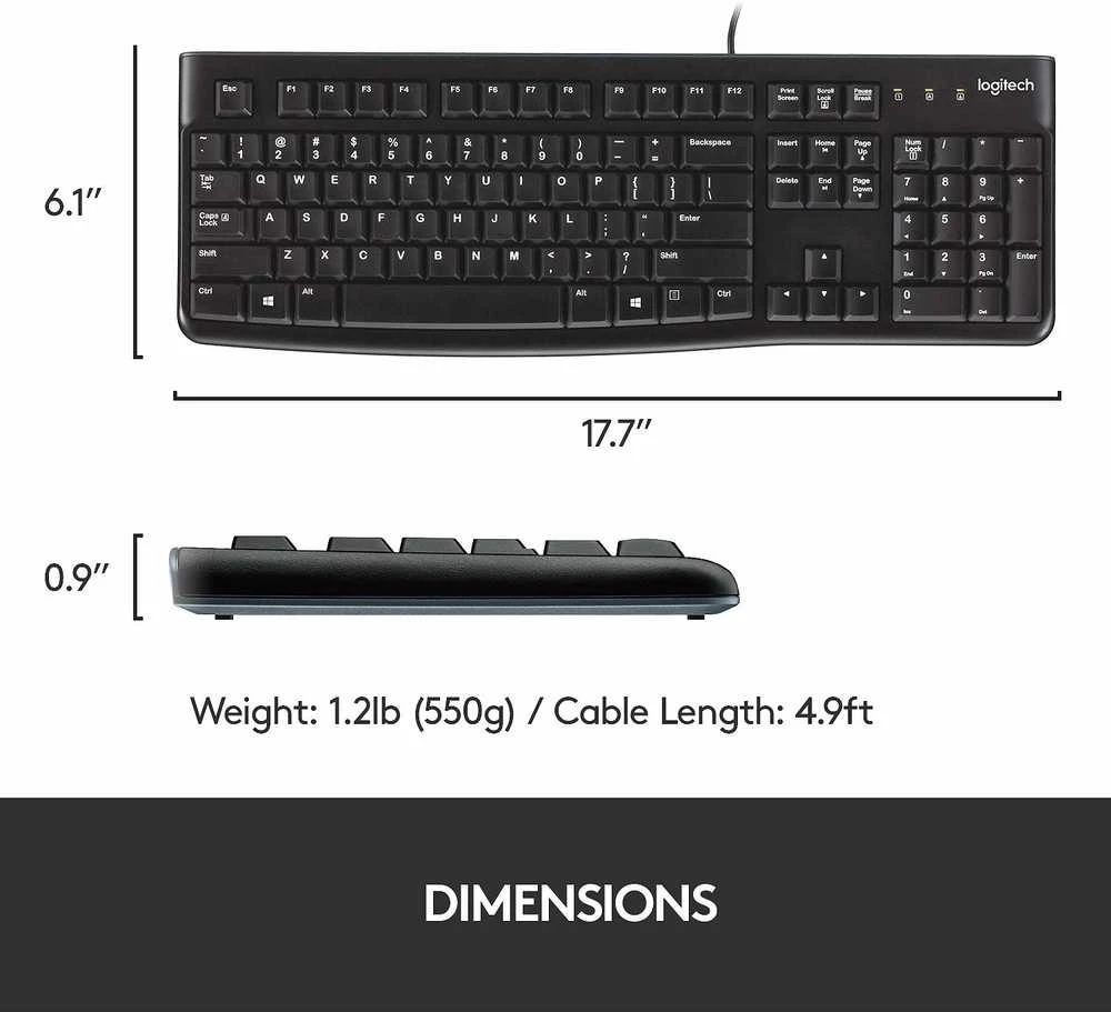 Laidinis klaviatūros ir pelės komplektas Logitech MK120, Nordic išdėstymas