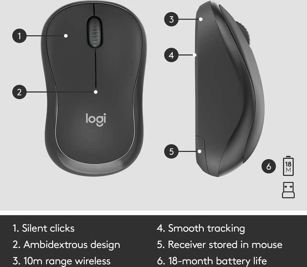 Tyli belaidė Klaviatūra su pele Logitech MK295, Nordic išdėstymas