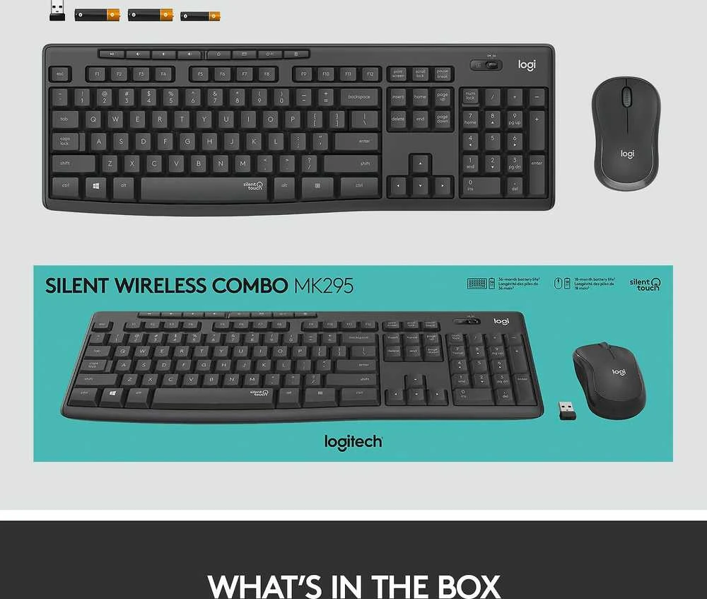 Tyli belaidė Klaviatūra su pele Logitech MK295, Nordic išdėstymas