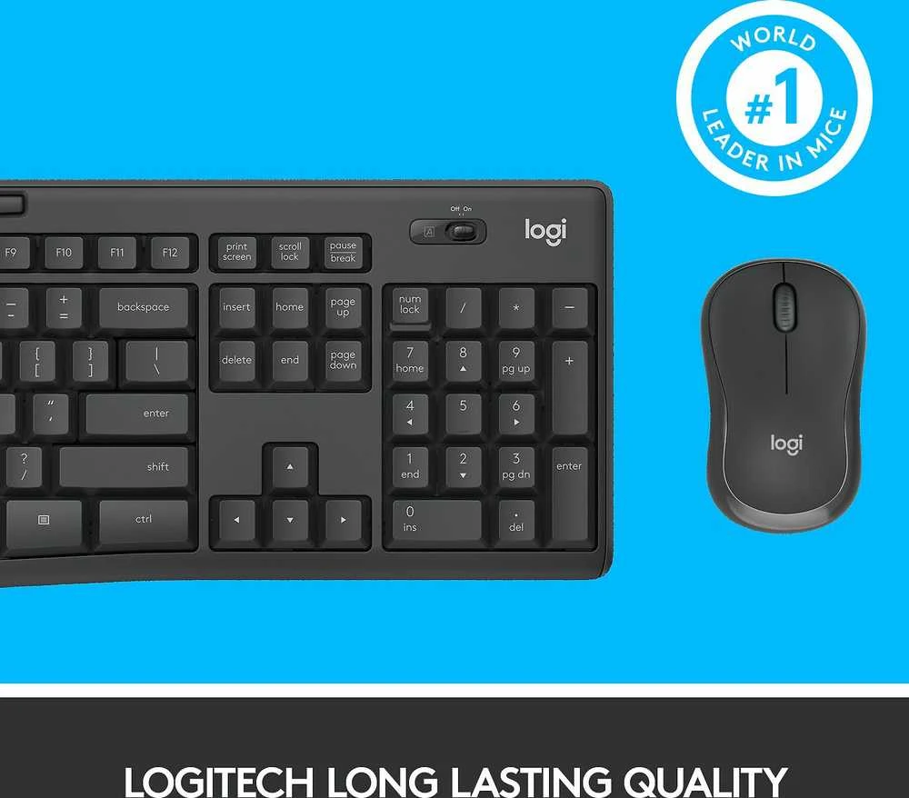 Tyli belaidė Klaviatūra su pele Logitech MK295, Nordic išdėstymas