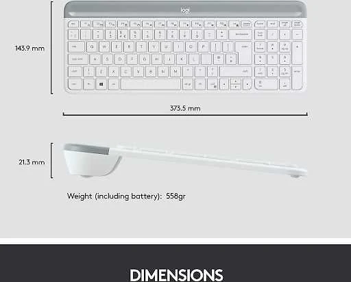 Logitech MK470 Slim Wireless Combo, belaidė klaviatūra ir pelė, Nordic išdėstymas, Balta
