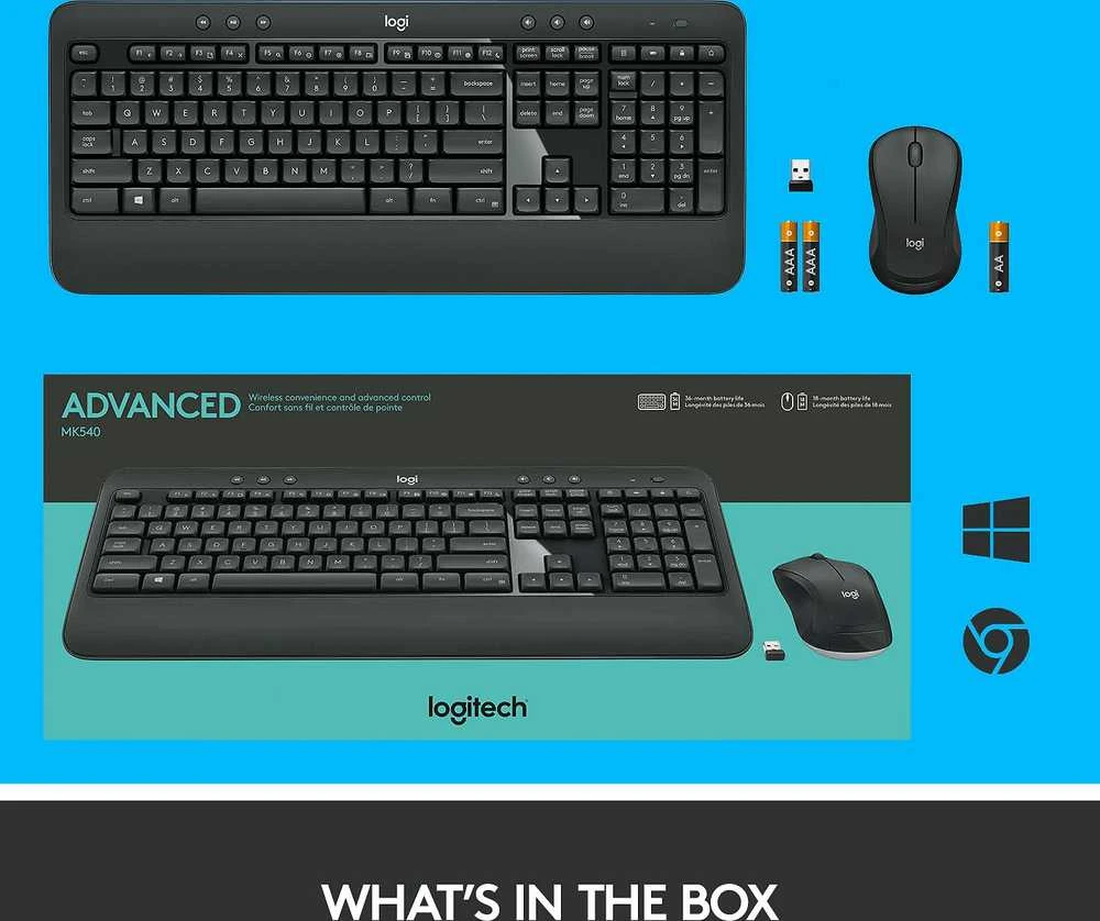 Belaidis pelės ir klaviatūros rinkinys Logitech MK540 Advanced, išdėstymas: Nordic (Qwerty)