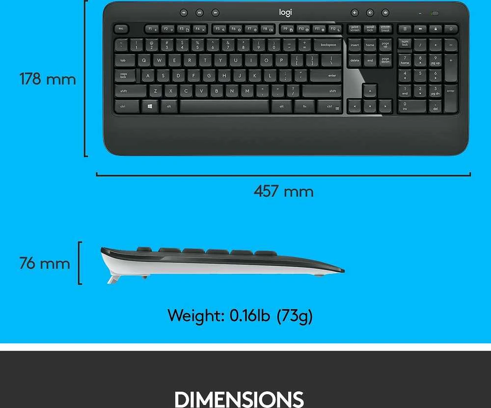 Belaidis pelės ir klaviatūros rinkinys Logitech MK540 Advanced, išdėstymas: Nordic (Qwerty)
