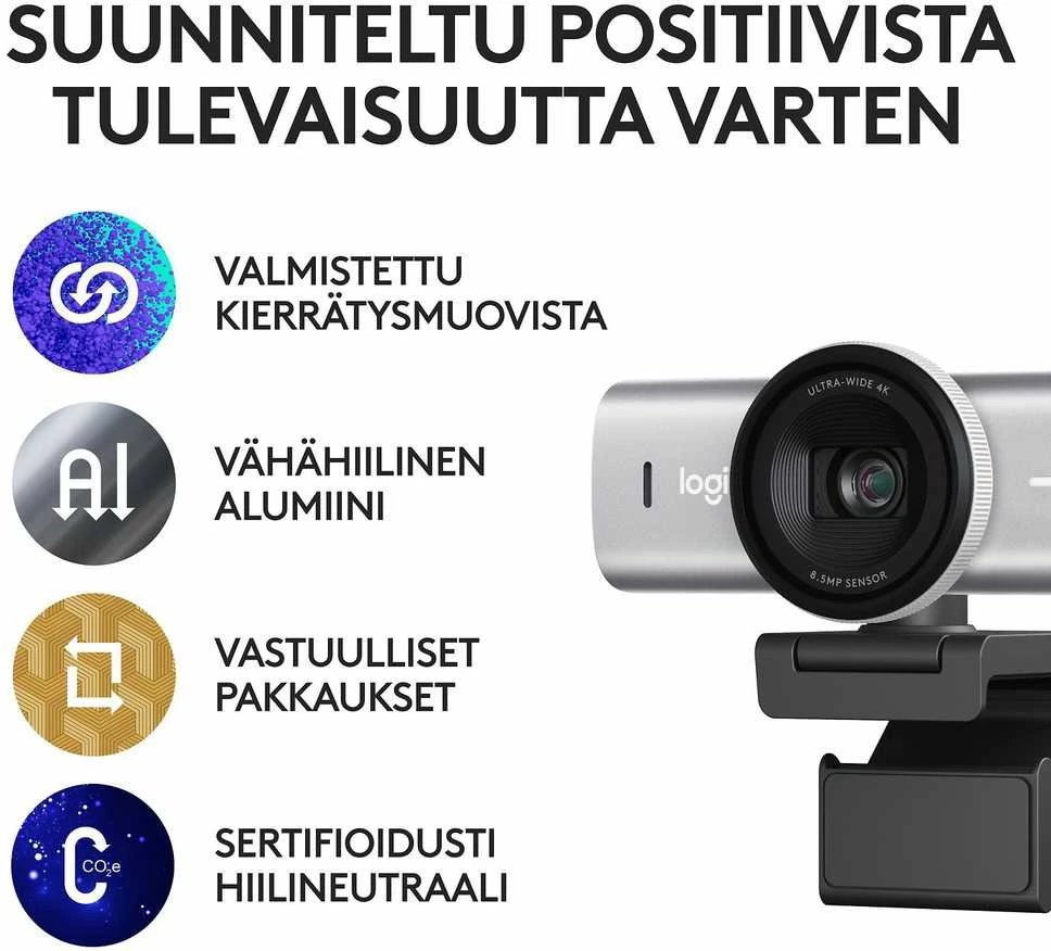 Logitech MX Brio 4K Ultra HD internetinė kamera, spalva: šviesiai pilka (960-001554)