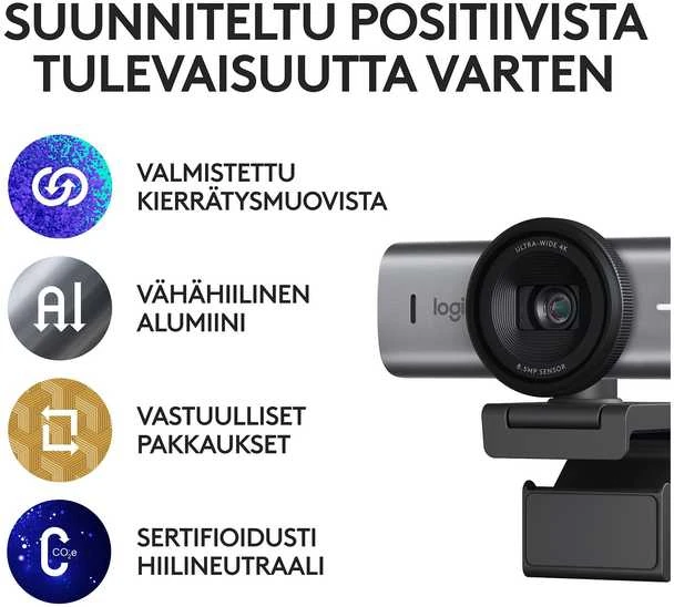 Logitech MX Brio 4K Ultra HD internetinė kamera, spalva: grafito (960-001559)
