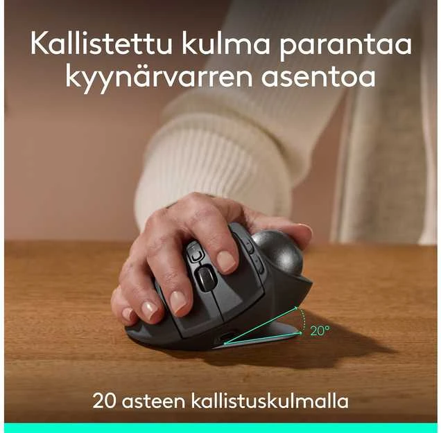 Logitech - MX Ergo S pažangus belaidis kamuoliukas, juodas
