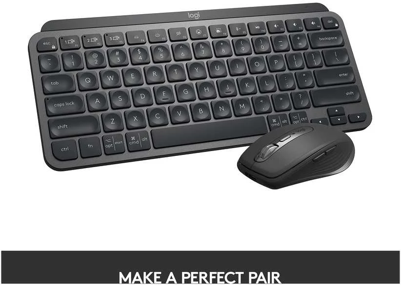 Minimalistinė Belaidė Klaviatūra su apašvietimu Logitech MX Keys Mini, Grafito spalvos, Šiaurės šalių (Qwerty) išdėstymas