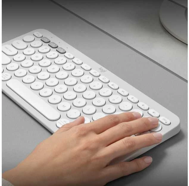 Belaidė klaviatūra Logitech PEBBLE KEYS 2 K380S, Baltos spalvos, Išdėstymas: Šiaurės šalių (Qwerty)